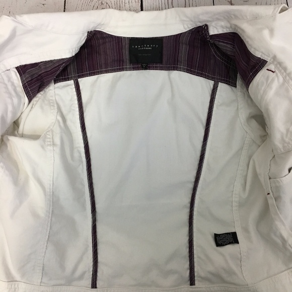 Sanctuary White Denim Zipper Jacket Large - Picture 6 of 8